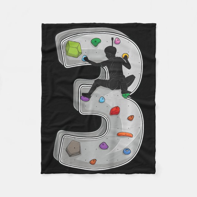 3 Year Old Rock Climbing 3rd Birthday Adventures C Fleece Blanket (Front)