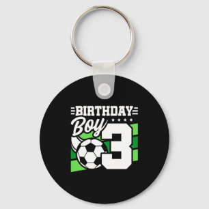 3 Year Old Soccer Football Party 3rd Birthday Boy Keychain