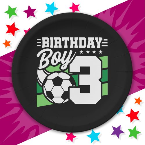 3 Year Old Soccer Football Party 3rd Birthday Boy Paper Plates