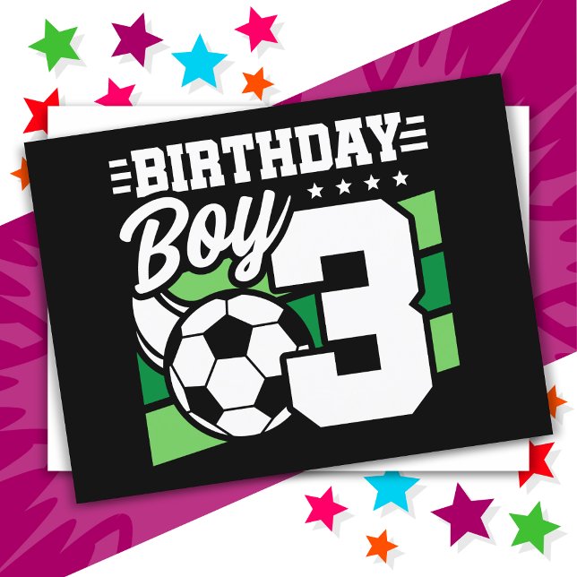 3 Year Old Soccer Football Party 3rd Birthday Boy Postcard (Creator Uploaded)