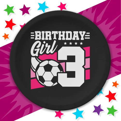3 Year Old Soccer Football Party 3rd Birthday Girl Paper Plates