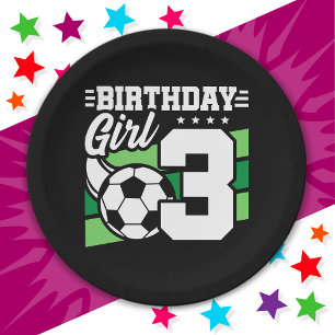 3 Year Old Soccer Football Party 3rd Birthday Girl Paper Plates