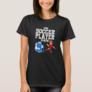 3 Year Old Soccer Player Boy Soccer Birthday Premi T-Shirt