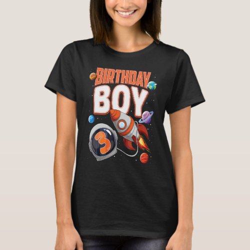 3 Year Old Spaceship Boy 3rd Birthday Space Shuttl T_Shirt