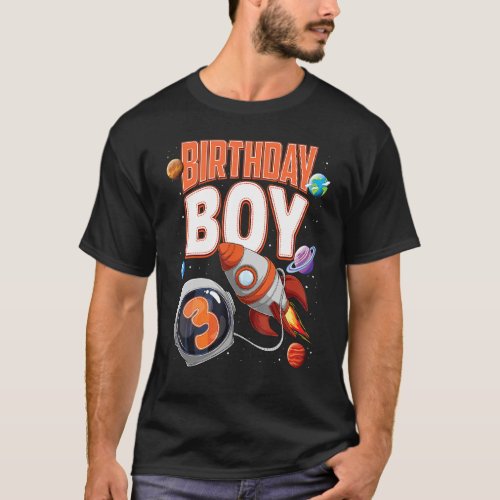 3 Year Old Spaceship Boy 3rd Birthday Space Shuttl T_Shirt