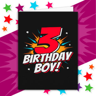 3 Year Old Superhero Birthday Boy 3rd Birthday Card