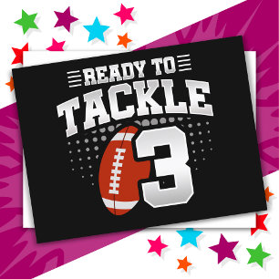 3 Year Old Tackle Football Party Kids 3rd Birthday Postcard