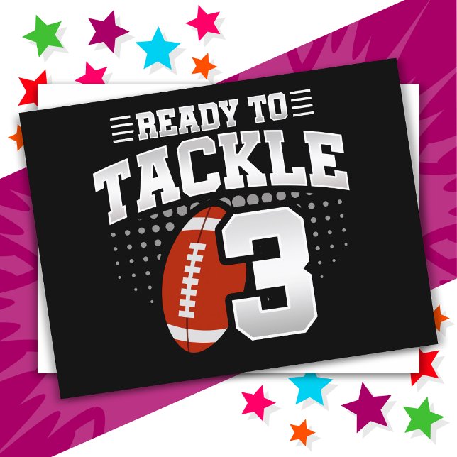 3 Year Old Tackle Football Party Kids 3rd Birthday Postcard (Creator Uploaded)