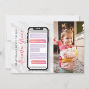 3 year old Three-nager Girl's Third Birthday Invitation