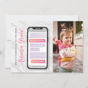 3 year old Three-nager Girl's Third Birthday Invitation