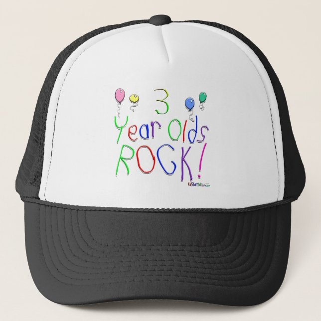 3 Year Olds Rock! Hat (Front)