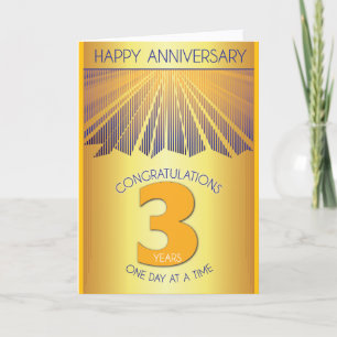 3 Year Sober Anniversary Golden Ray 12 Step Card
