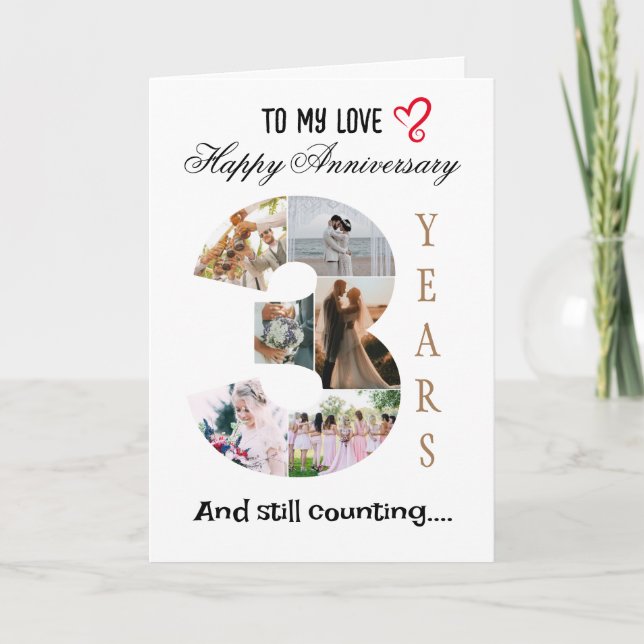 3 Year Wedding Anniversary Photo Card (Front)