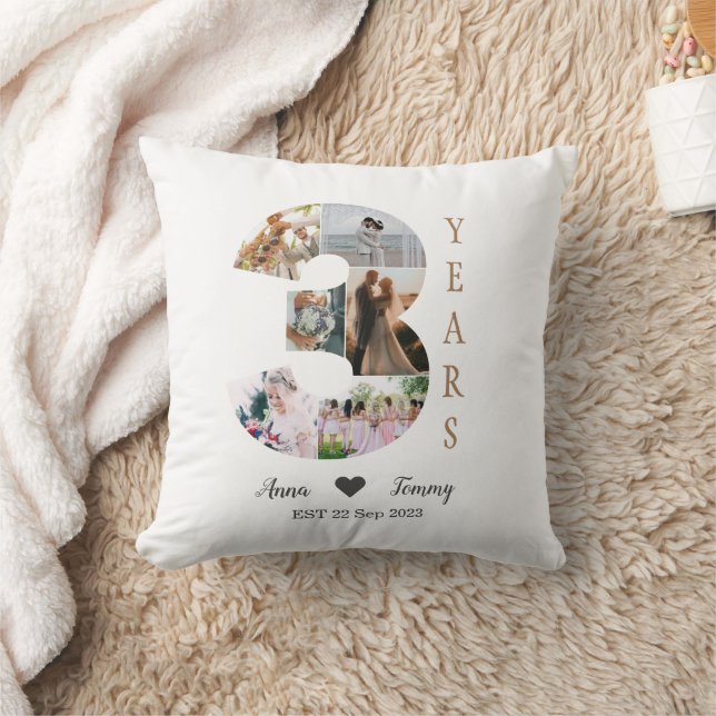 3 Year Wedding Anniversary Throw Pillow (Blanket)