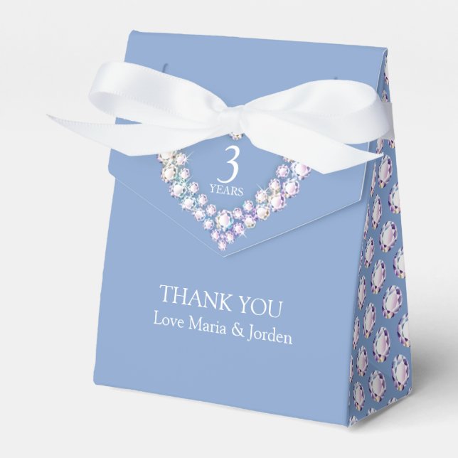 3 years Crystal wedding heart thank you Favor Box (Front Side)