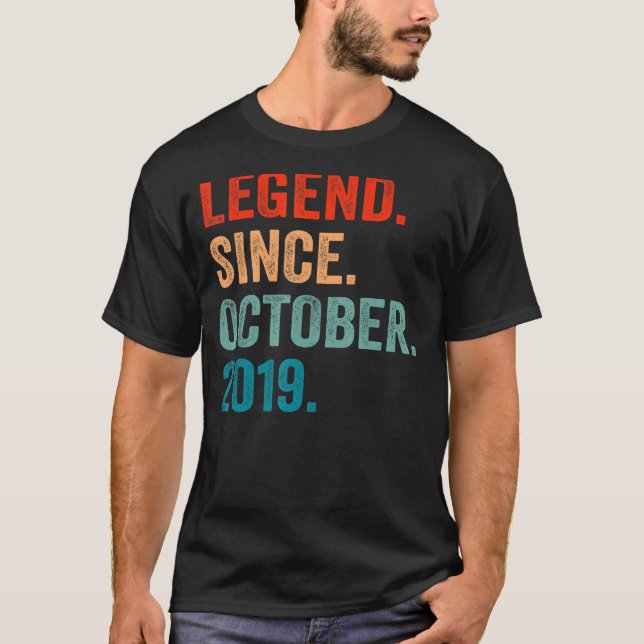 3 Years Old  3rd Birthday Boy Legend Since October T-Shirt (Front)