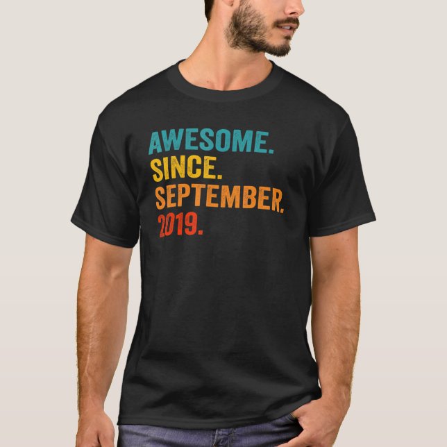 3 Years Old  Awesome Since September 2019 3rd Birt T-Shirt (Front)