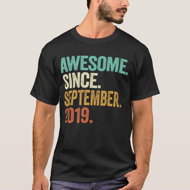 3 Years Old  Awesome Since September 2019 3rd Birt T-Shirt (Front)