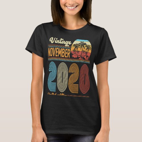 3 Years Old Birthday  Vintage November 2020 Girls  T_Shirt
