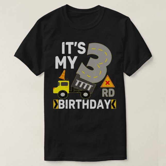 3 Years Old Boy It's My 3rd Birthday Construction  T-Shirt (Design Front)