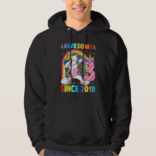 3 Years Old Dabbing Unicorn 3rd Birthday Girl Part Hoodie