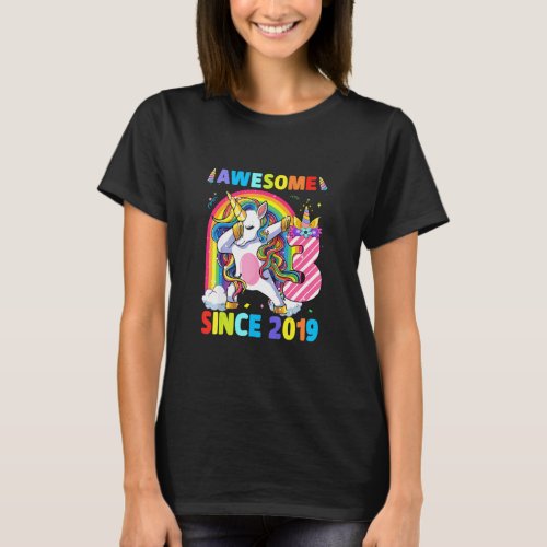 3 Years Old Dabbing Unicorn 3rd Birthday Girl Part T_Shirt