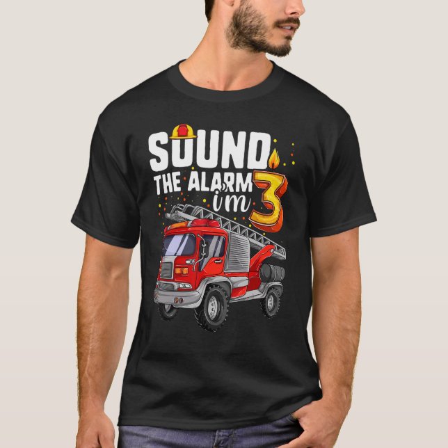 3 Years Old Firetruck  Birthday Toddler Firefighte T-Shirt (Front)