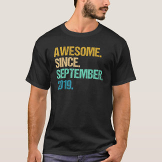 3 Years Old Funny Awesome Since September 2019 3rd T-Shirt