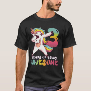 3 Years Old Girl Unicorn Dabbing 3Rd Birthday Clas T-Shirt