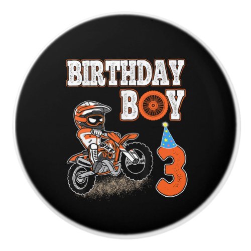 3 Years Old Kid _ Birthday Boy _ Dirt Bike _ Motor Ceramic Knob