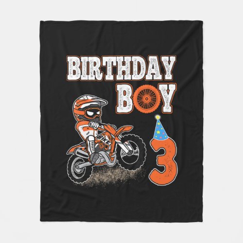 3 Years Old Kid _ Birthday Boy _ Dirt Bike _ Motor Fleece Blanket
