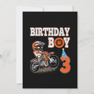 3 Years Old Kid - Birthday Boy - Dirt Bike - Motor Invitation