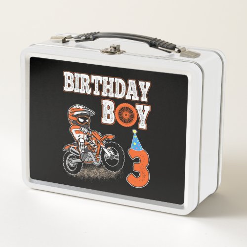 3 Years Old Kid _ Birthday Boy _ Dirt Bike _ Motor Metal Lunch Box