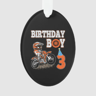 3 Years Old Kid - Birthday Boy - Dirt Bike - Motor Ornament