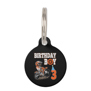 3 Years Old Kid - Birthday Boy - Dirt Bike - Motor Pet ID Tag