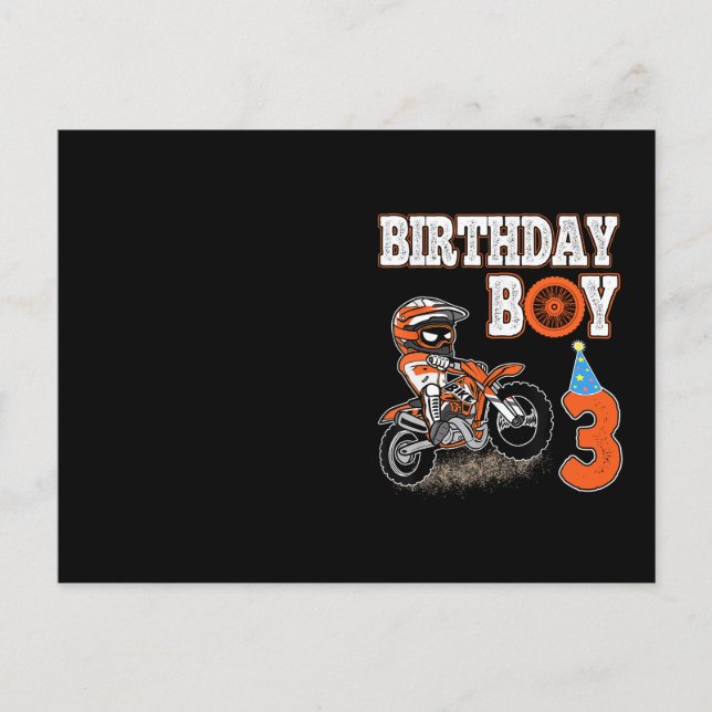 3 Years Old Kid - Birthday Boy - Dirt Bike - Motor Postcard (Front)