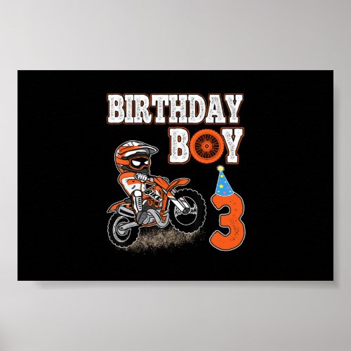 3 Years Old Kid _ Birthday Boy _ Dirt Bike _ Motor Poster