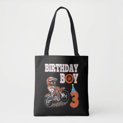 3 Years Old Kid _ Birthday Boy _ Dirt Bike _ Motor Tote Bag