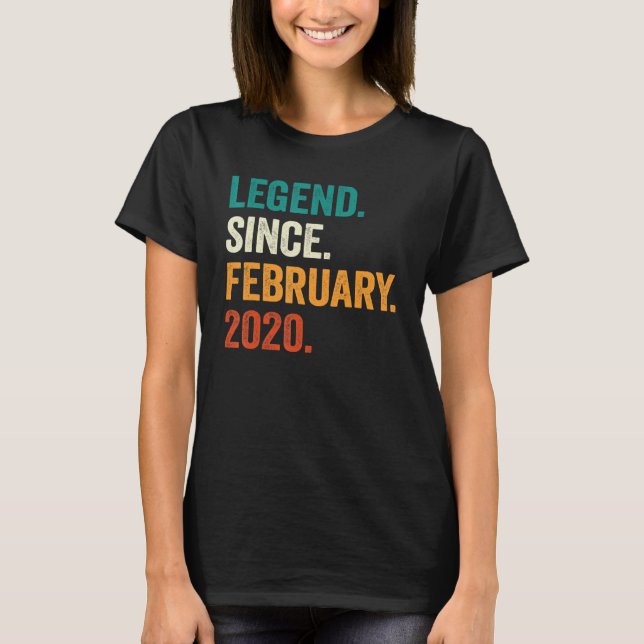 3 Years Old  Legend Since February 2020 3rd Birthd T-Shirt (Front)