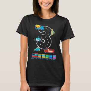 3 Years Old Transportation Birthday Car Train Plan T-Shirt