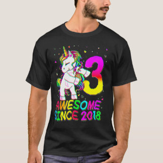 3 Years Old Unicorn Flossing 3rd Birthday Girl Uni T-Shirt