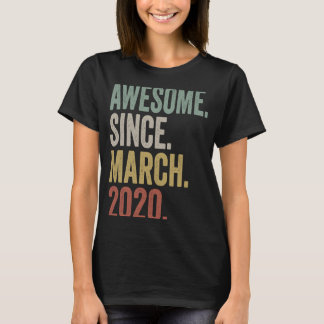 3 Years Old Vintage Awesome Since March 2020 3rd B T-Shirt