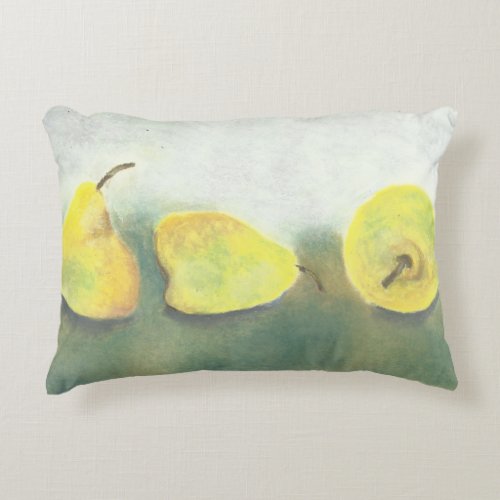 3 Yellow and Green Pears Accent Pillow