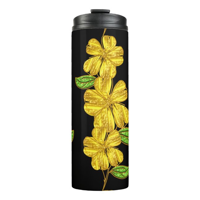 3 yellow flowers  thermal tumbler (Front)