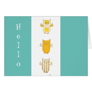 3 Yellow Owls Flying Blank Notecards Cards