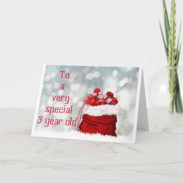 "3 YR OLD'S" CHRISTMAS CARD WITH SANTA/CAROLERS (Front)