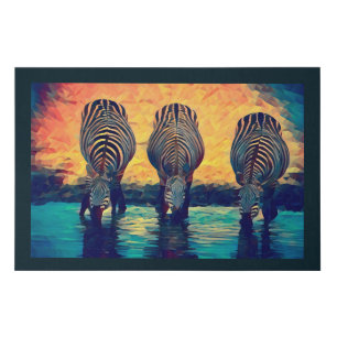 3 Zebras Original Abstract animal jungle safari Faux Canvas Print