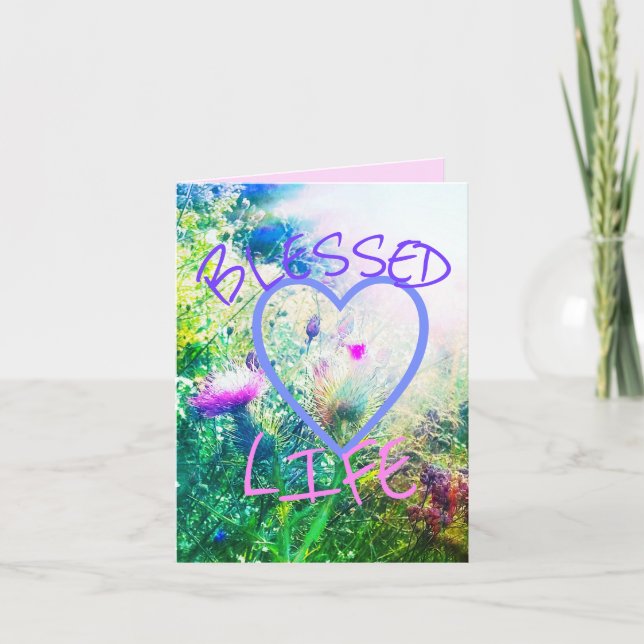 3BLESSED LIFE  VERDE SMALL GREETING CARD (Front)