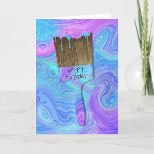 3D Abstract Birthday Paint Brush  Card