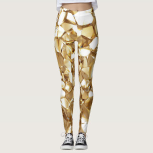 3D abstract crystal gold texture. Leggings